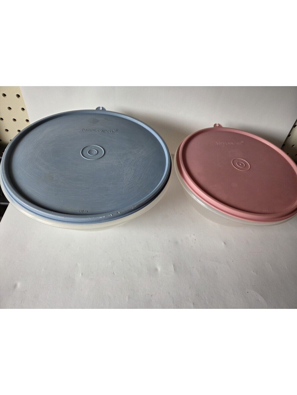 Tupperware Plastic Food Storage Bowls Set, Pink & Blue Snap Lids SG2
